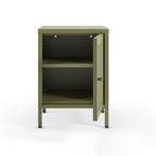 Comodino in metallo verde con anta reticolata 40x35x60H Fayna