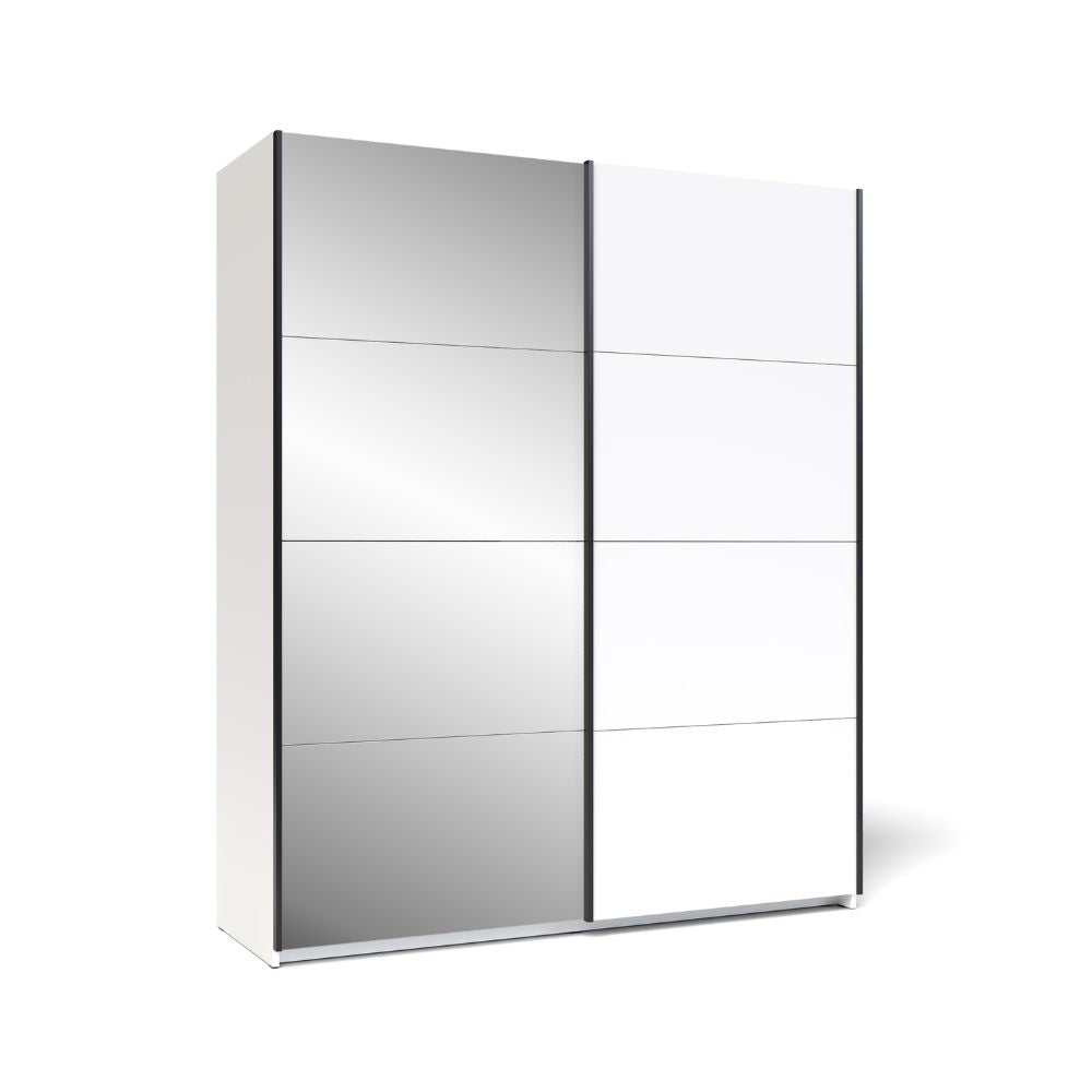 Armadio con 2 ante scorrevoli e specchio colore bianco 170x205H cm - Zegna