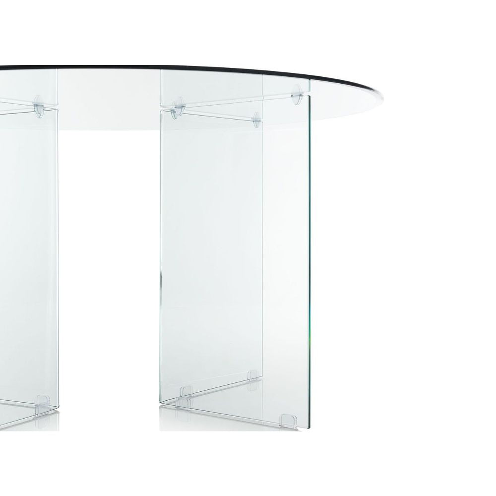 Table ronde en verre trempé transparent 137x77H cm - Acacia