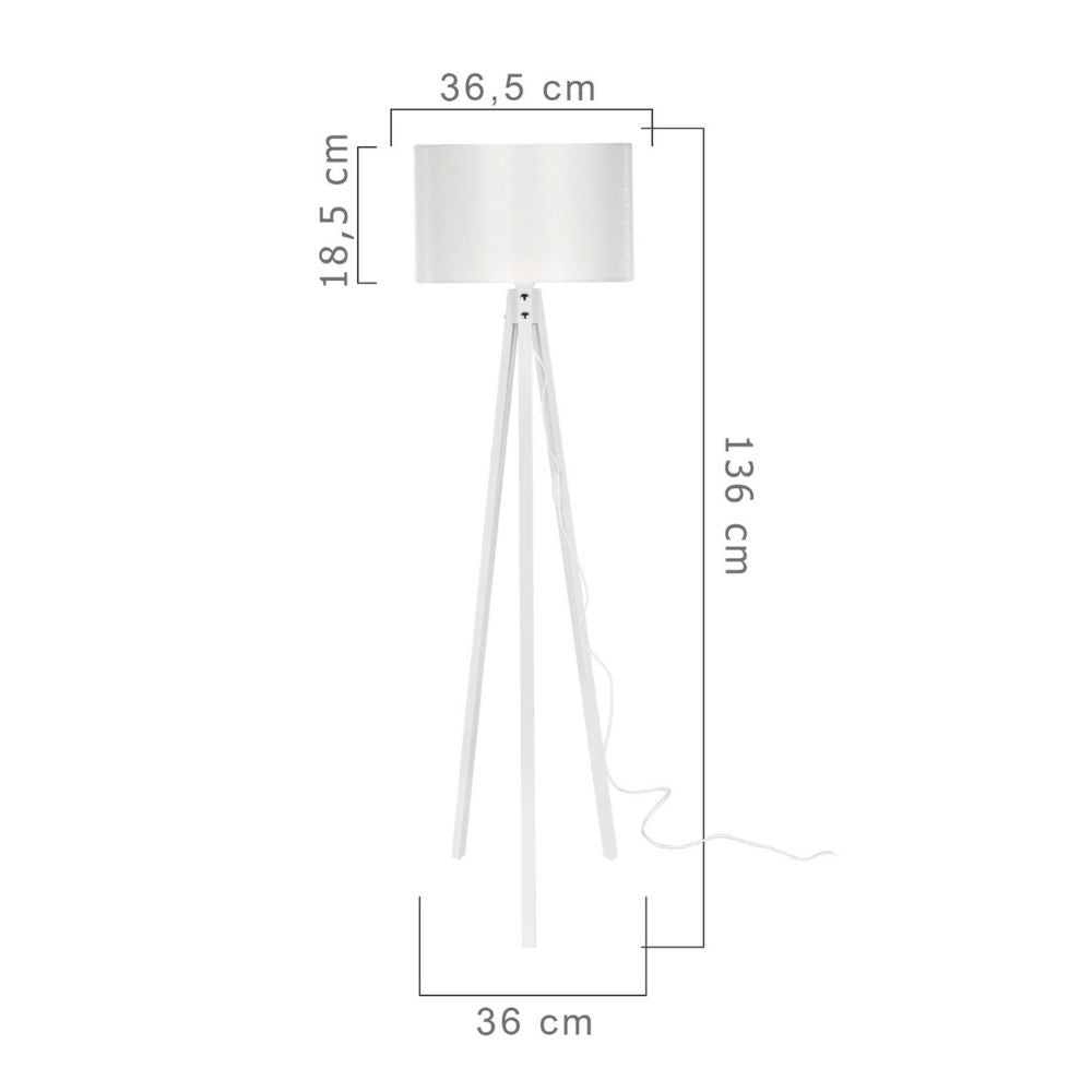 Lampadaire trépied en bois et abat-jour blanc - Rodi ASZ1233