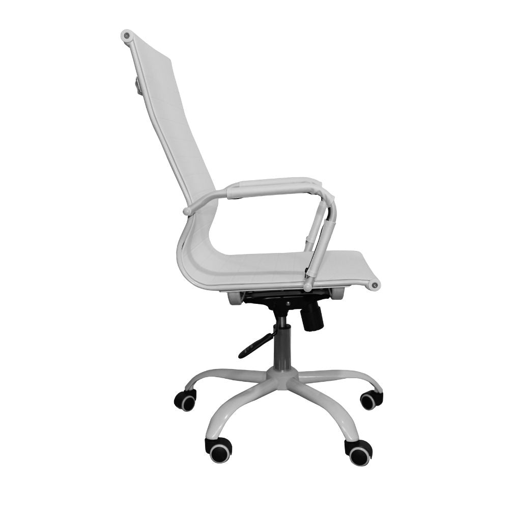 Poltrona ufficio con schienale ergonomico e ruote colore bianco H105 Nuvia