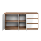 BUFFET PHOENIX 51A 3 PORTES ET 3 TIROIRS STRUCTURE CHÊNE FAÇADE BLANCHE (003738)