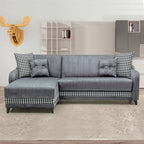 Divano con penisola contenitore reversibile colore grigio - Laos
