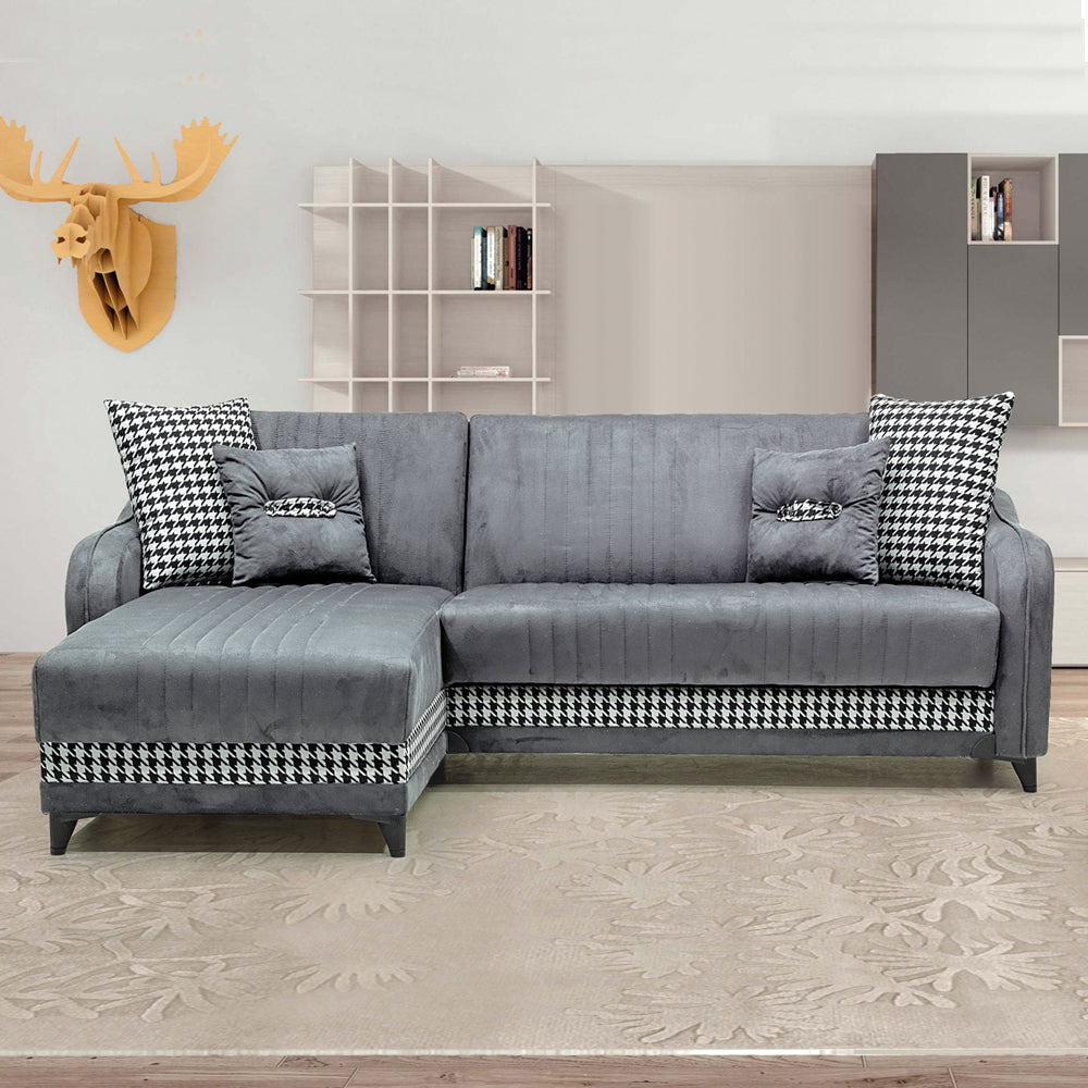 Divano con penisola contenitore reversibile colore grigio - Laos