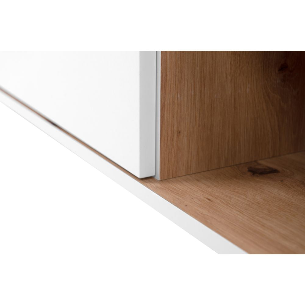 Madia con 2 ante e 2 cassetti bianca con top colore rovere 120x85H cm - Lixxy