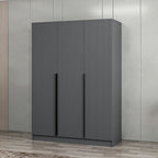 Armadio 3 ante battenti effetto cannettato antracite 135x52x210H Kale