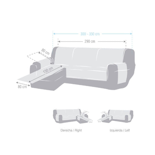 Sofaüberwurf 290 cm Recamiere rechts Farbe Grau Valeria