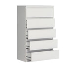 Cassettiera 5 cassetti colore bianco opaco  77.2x42.2x128H Morgan