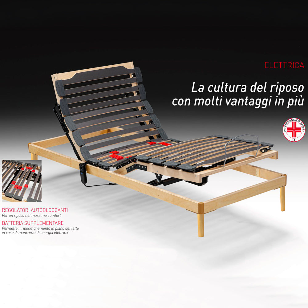Rete elettrica singola 80x190 con doghe regolabili e Dispositivo Medico Voltix