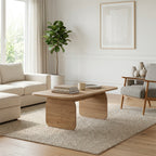 Tavolino da salotto 100x60 cm colore sepet con gambe a pannello e bordi arrotondati Pietra