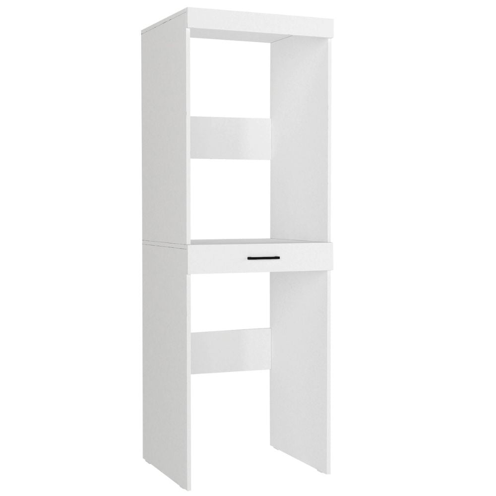 Colonna bucato coprilavatrice e copriasciugatrice con cassetto appoggio colore bianco Fika