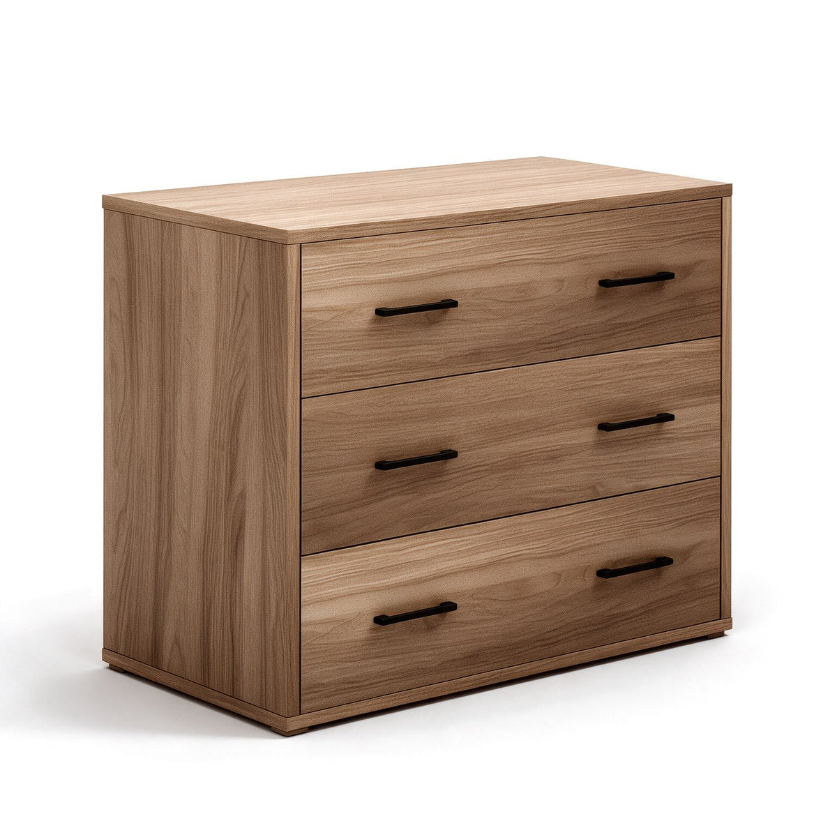 Commode 3 tiroirs coloris noyer naturel 91x45x81H cm