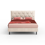 Letto matrimoniale con contenitore e testiera trapuntata colore beige - Cody