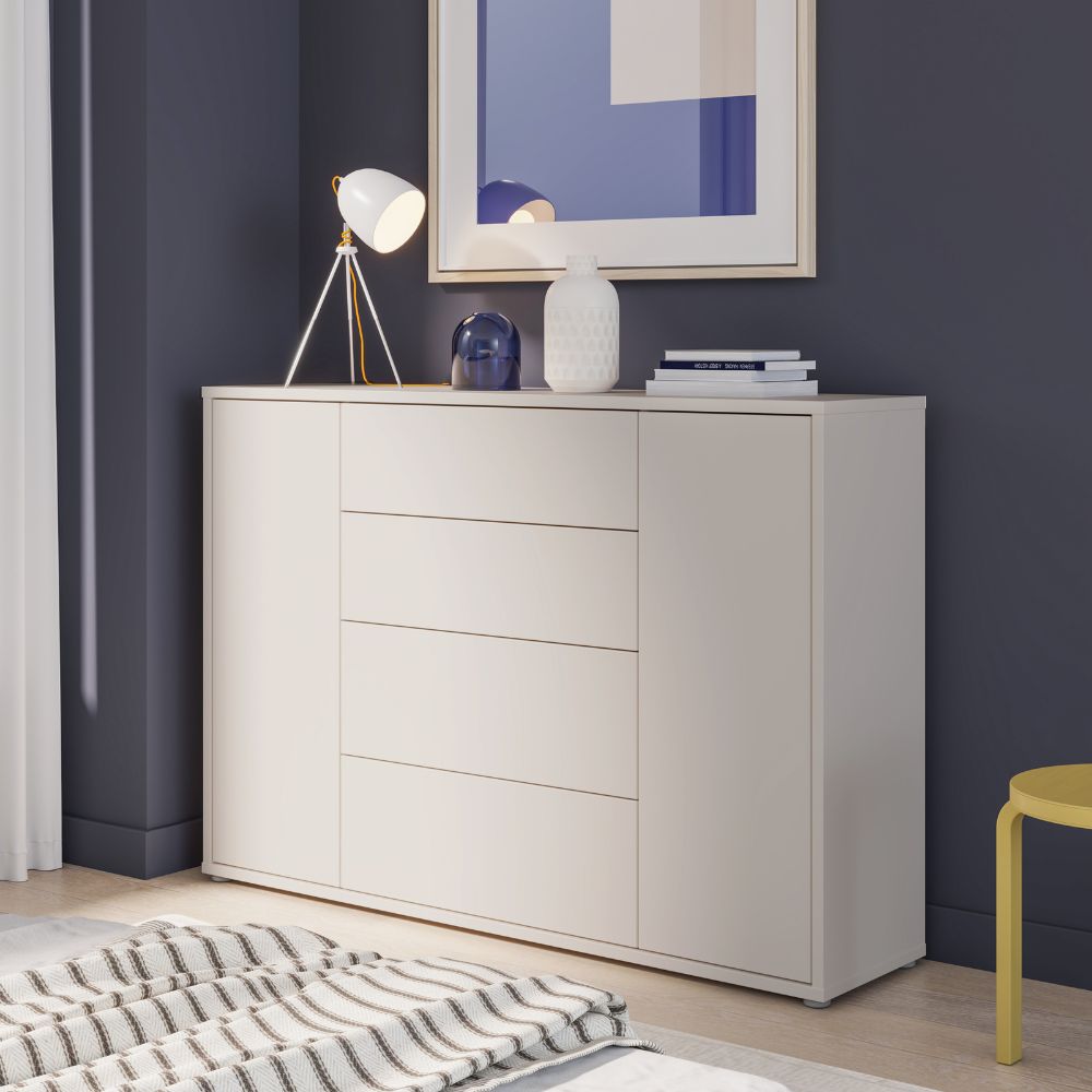 Madia 4 cassetti e 2 ante colore cashmere 144x35x99