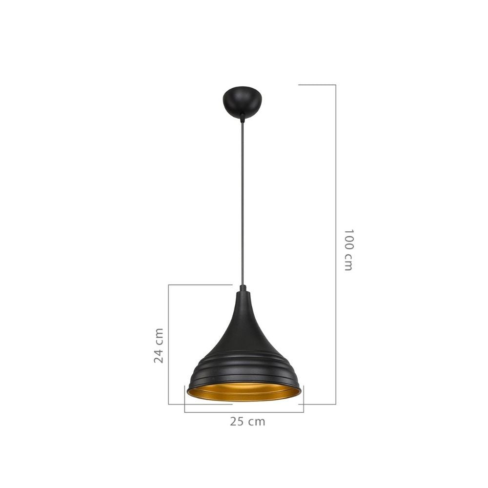 Lampada a sospensione 100h in metallo nero Leda