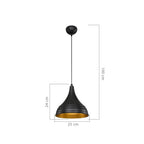 Lampada a sospensione 100h in metallo nero Leda