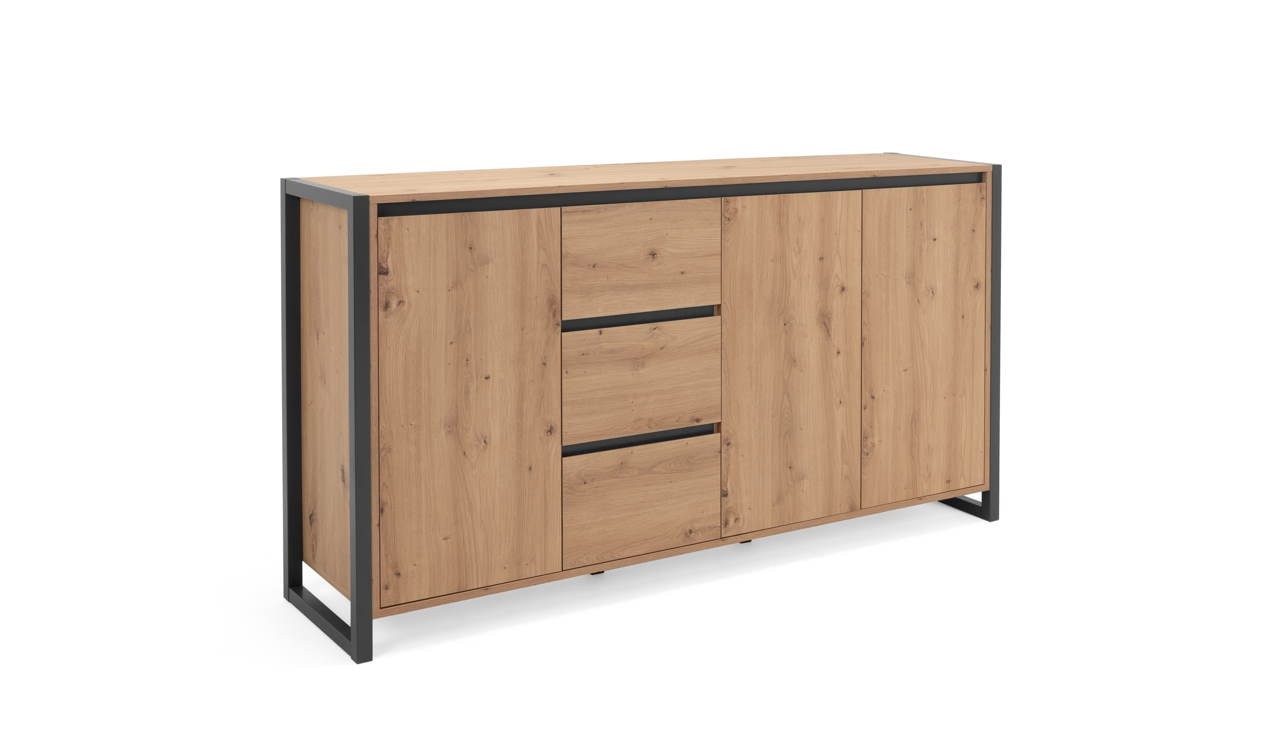 Madia 160 cm con ante e cassetti colore quercia e antracite - Denver 3