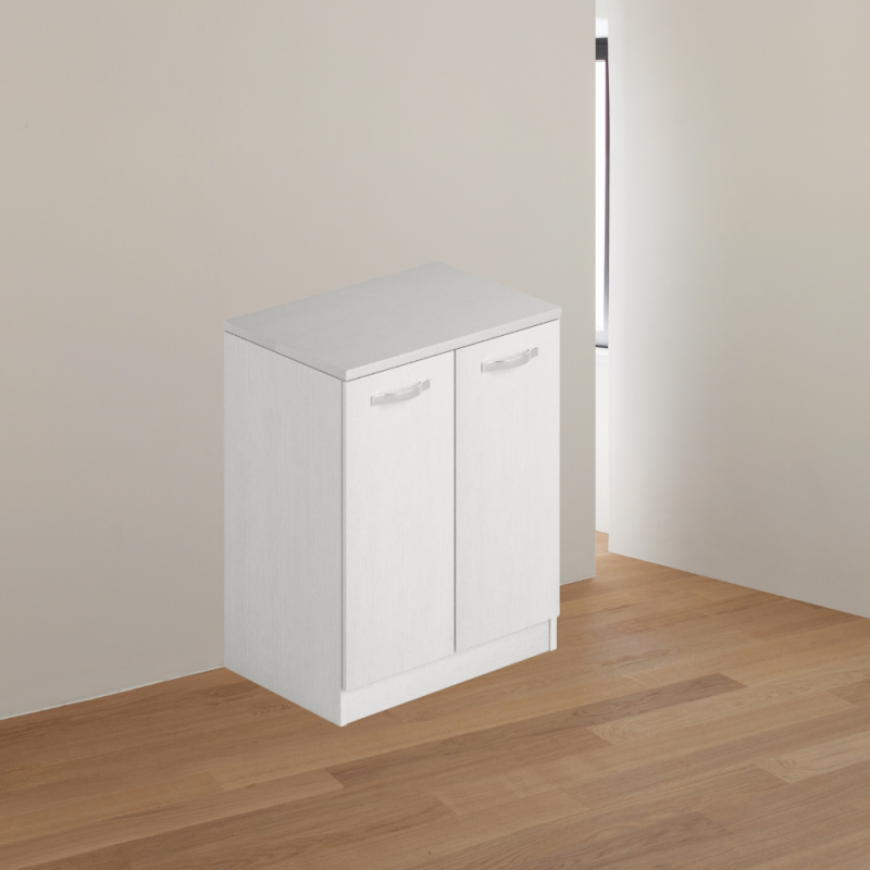 Meuble bas de salle de bain avec deux portes coloris blanc frêne 71x50x85,5H cm