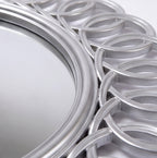 Specchio decorativo rotondo da parete 60x60 cm con cornice ad anelli concatenati silver MR741