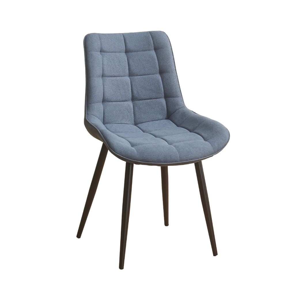 Set 4 sedie in tessuto grigio con trama geometrica e struttura in metallo nero Mika