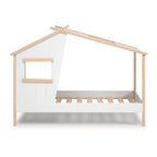 Letto singolo a forma di casetta in legno massiccio colore bianco - Nidin