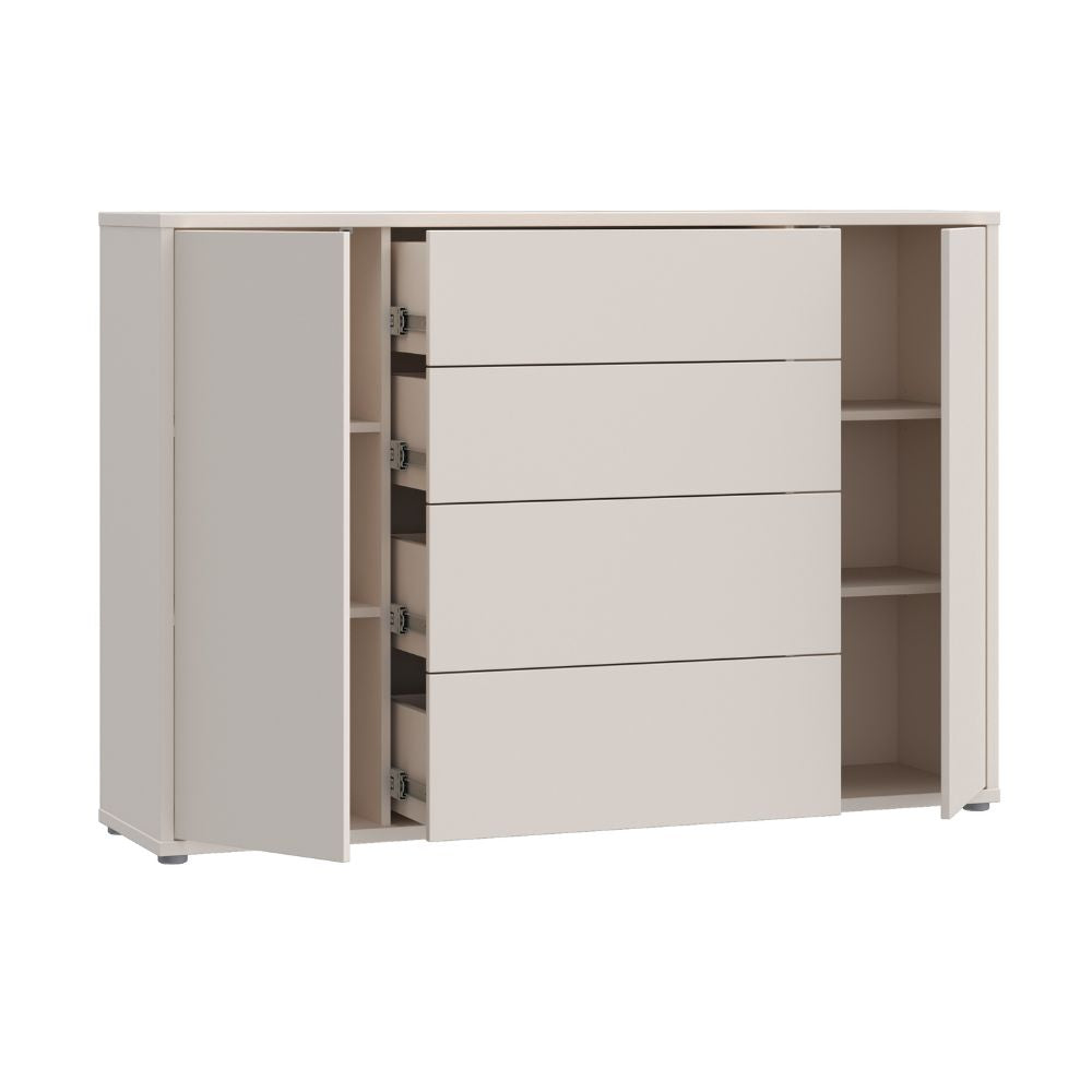 Madia 4 cassetti e 2 ante colore cashmere 144x35x99