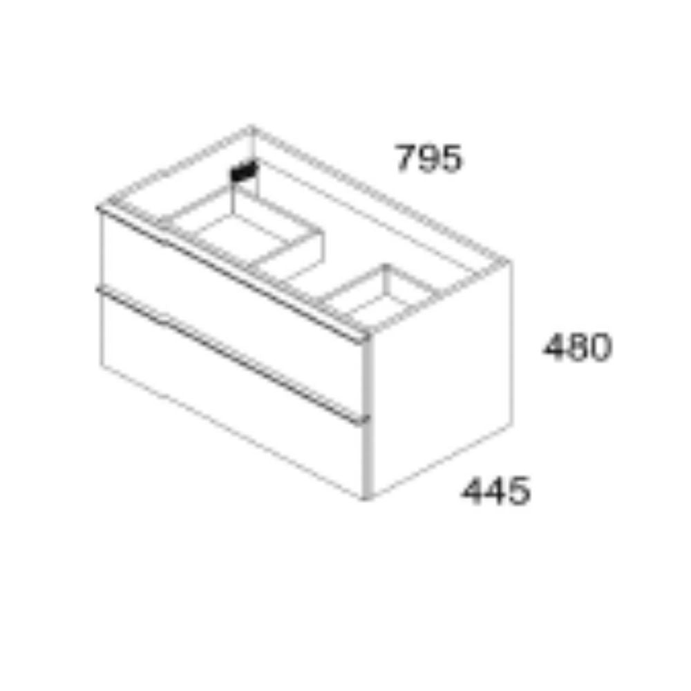 Wandhängender Badschrank 80 cm mit 2 Schubladen, Farbe Hellbraun Eiche Rillen-Effekt - Elius
