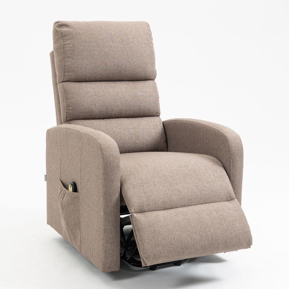 Fauteuil releveur 1 moteur en tissu couleur cappuccino - Lorena