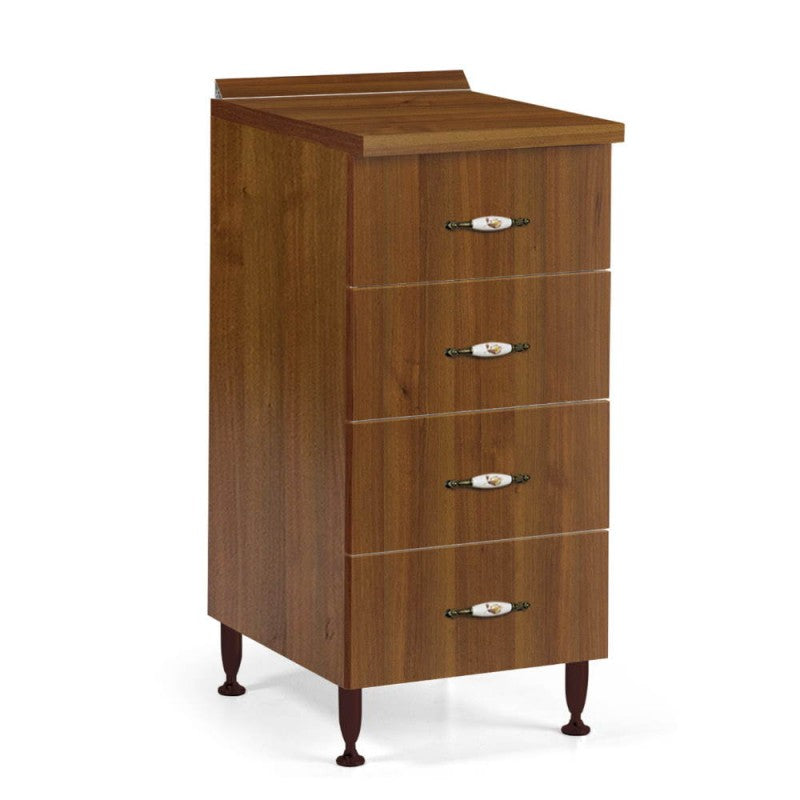 Cassettiera con 4 cassetti colore noce antico 40x50x85H cm