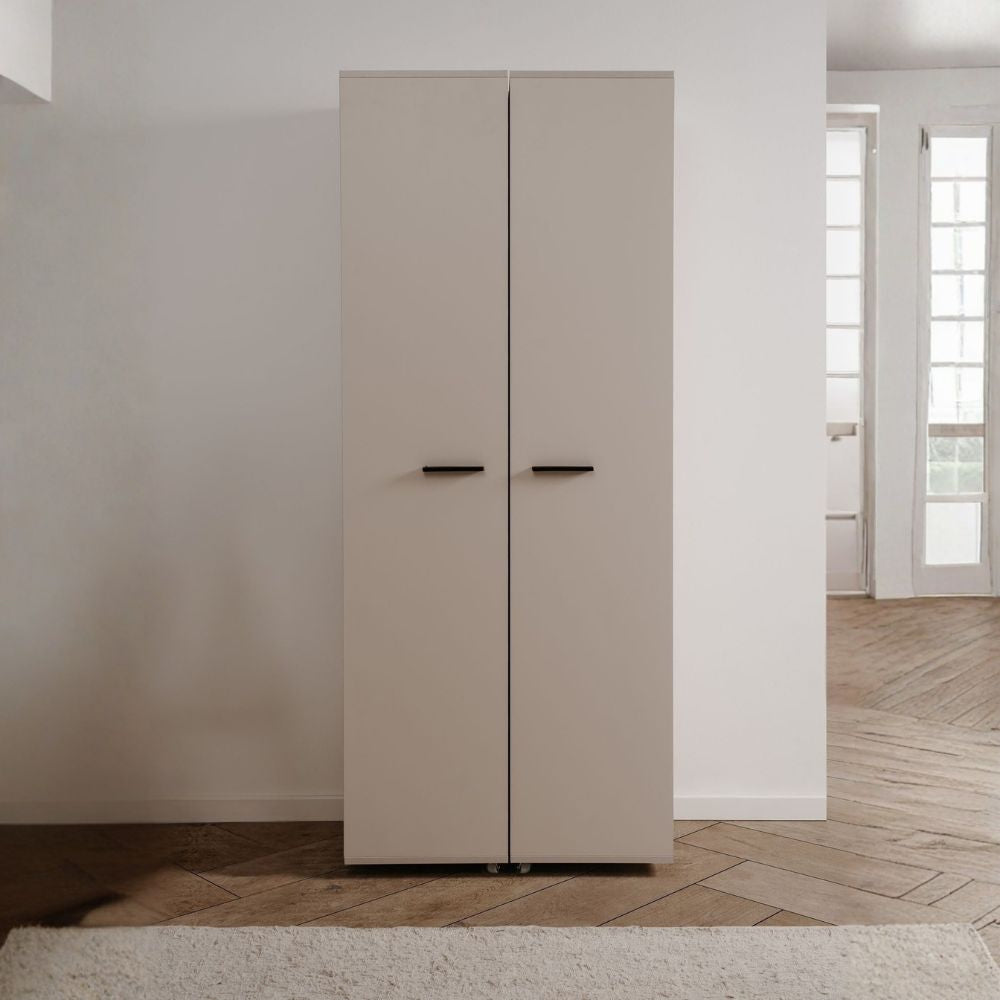 Meuble à chaussures 2 portes avec compartiments coloris cachemire 74x181H cm - Magika
