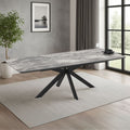 Ausziehbarer Tisch, Tischplatte mit schwarzer Arabesken-Marmoroptik und schwarzem Untergestell 180/240x100x76H Verano