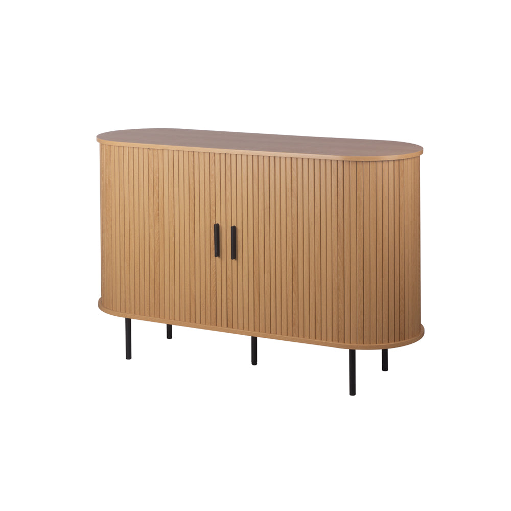 Madia con ante scorrevoli listellate colore rovere oak 120x40x80H Kajsa51a