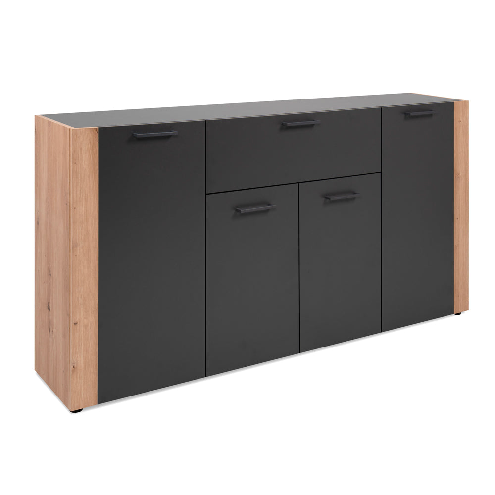 Madia 4 ante e 1 cassetto colore antracite con laterali in rovere artisan 162 cm Cento51A