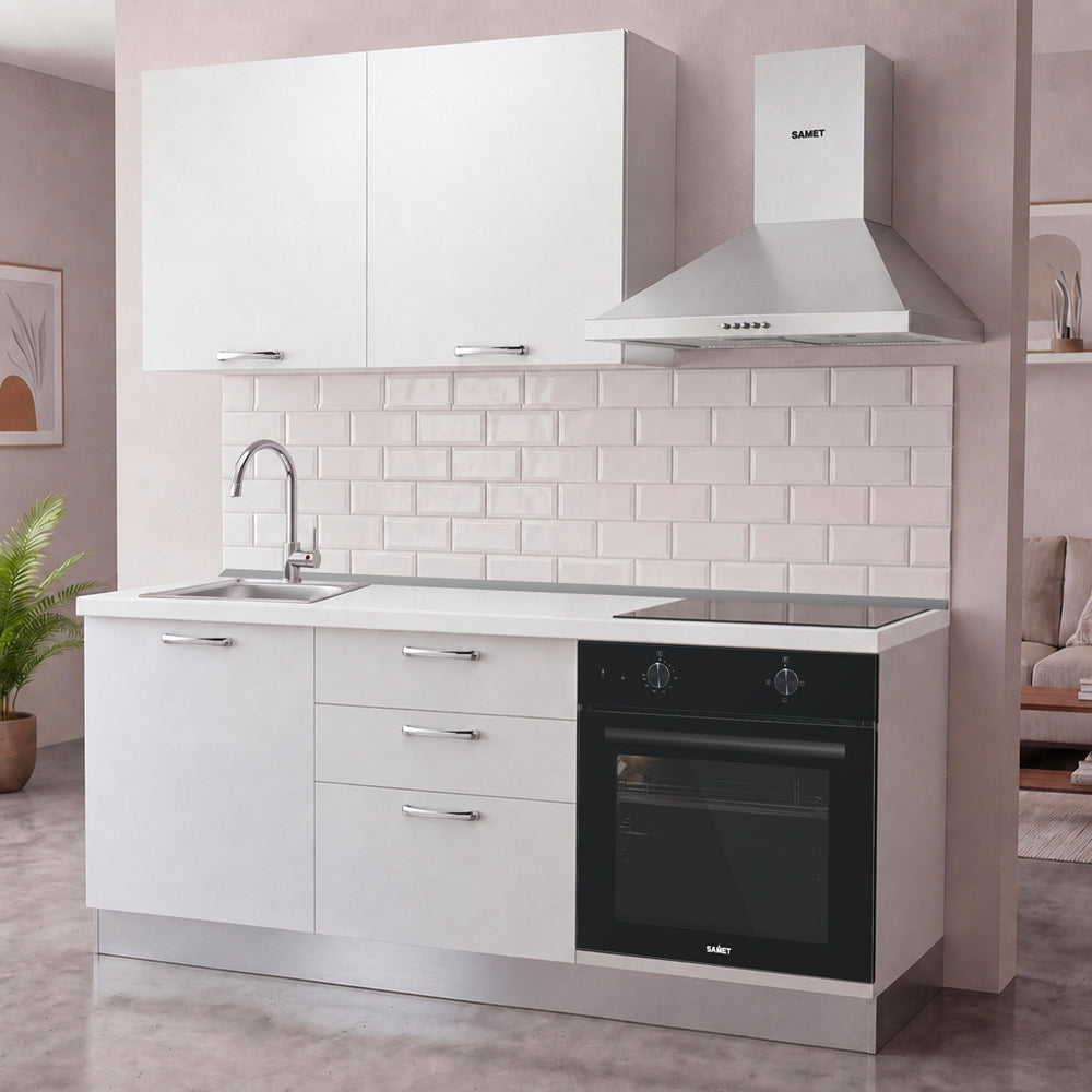 Cucina completa con elettrodomestici e piano a induzione colore bianco Astinew180 Industrie Valentini