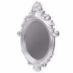 Specchio decorativo ovale da parete 60x81 cm con cornice barocca silver MR8360