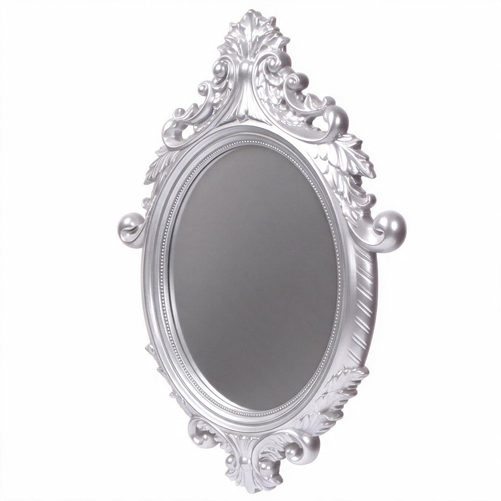 Specchio decorativo ovale da parete 60x81 cm con cornice barocca silver MR8360