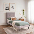 Letto singolo con rete inclusa in tessuto colore grigio chiaro Stiletto