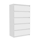 Cassettiera 5 cassetti colore bianco opaco  77.2x42.2x128H Morgan