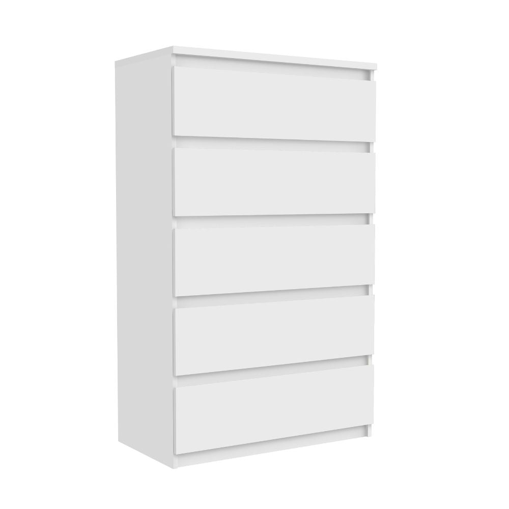 Cassettiera 5 cassetti colore bianco opaco  77.2x42.2x128H Morgan