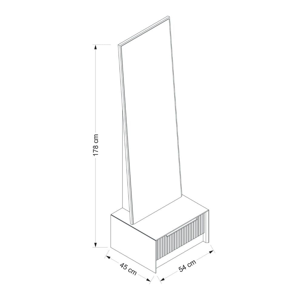 Spiegel mit Schubladenunterschrank Kaschmirfarbe 54x45x178H cm - Wilmy