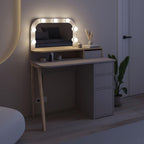Toeletta da trucco tortora e rovere con specchio e luci LED 105x51.5x131H Avien