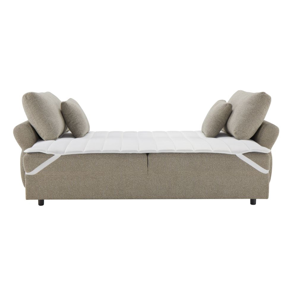 Schlafsofa mit Topper Stoff taupefarben 245x105x92H cm - Tresy