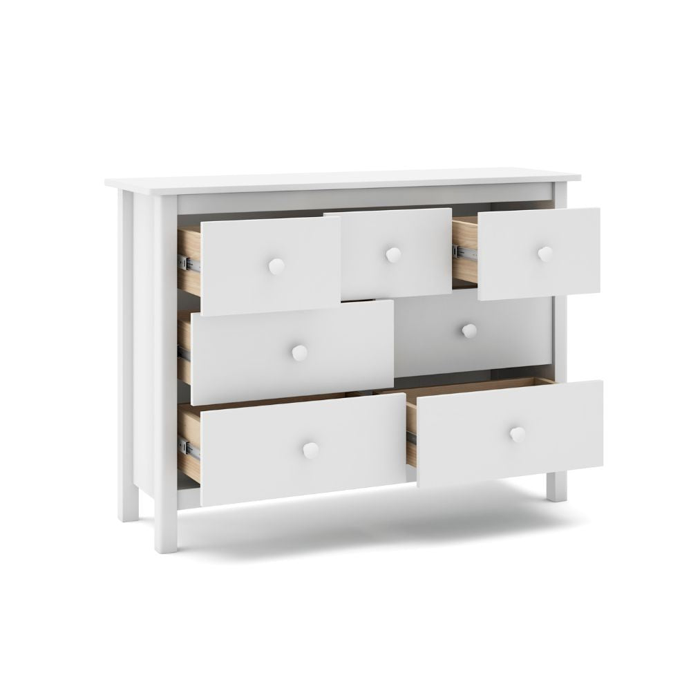 Commode en bois massif avec 7 tiroirs couleur blanc 110x40x80H cm - Max