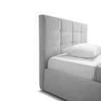Lit une place et demie avec coffre de rangement en tissu gris - Naples