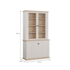 PNTV723-Q214 VITRINE WEISS / EICHE MIT 2 TÜREN