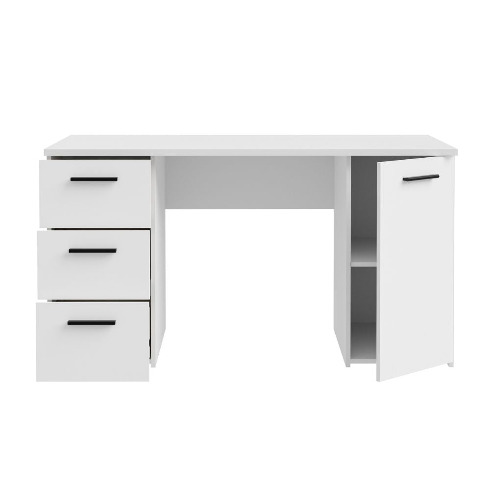 Scrivania con 3 cassetti e un’anta 138x60x75 colore bianco Domitilla