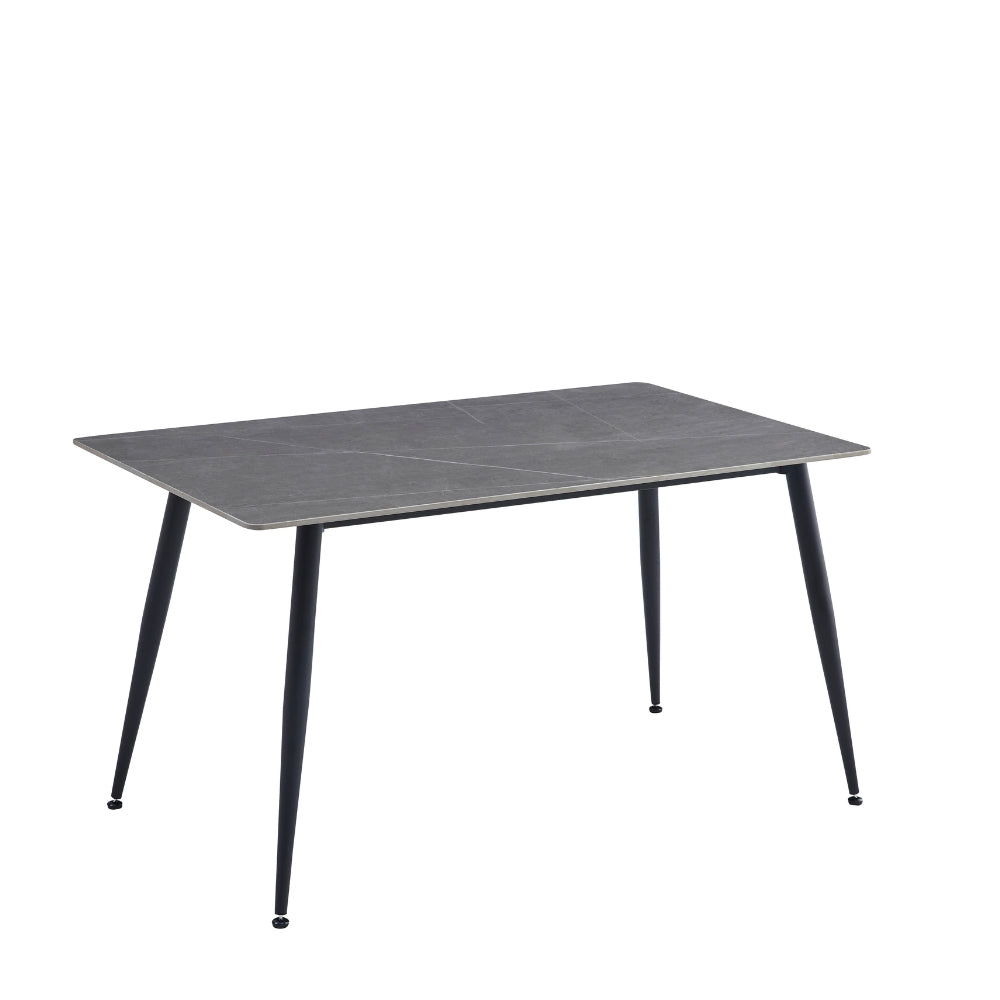 Tavolo con piano in ceramica effetto marmo grigio opaco 140x80 cm - Mila