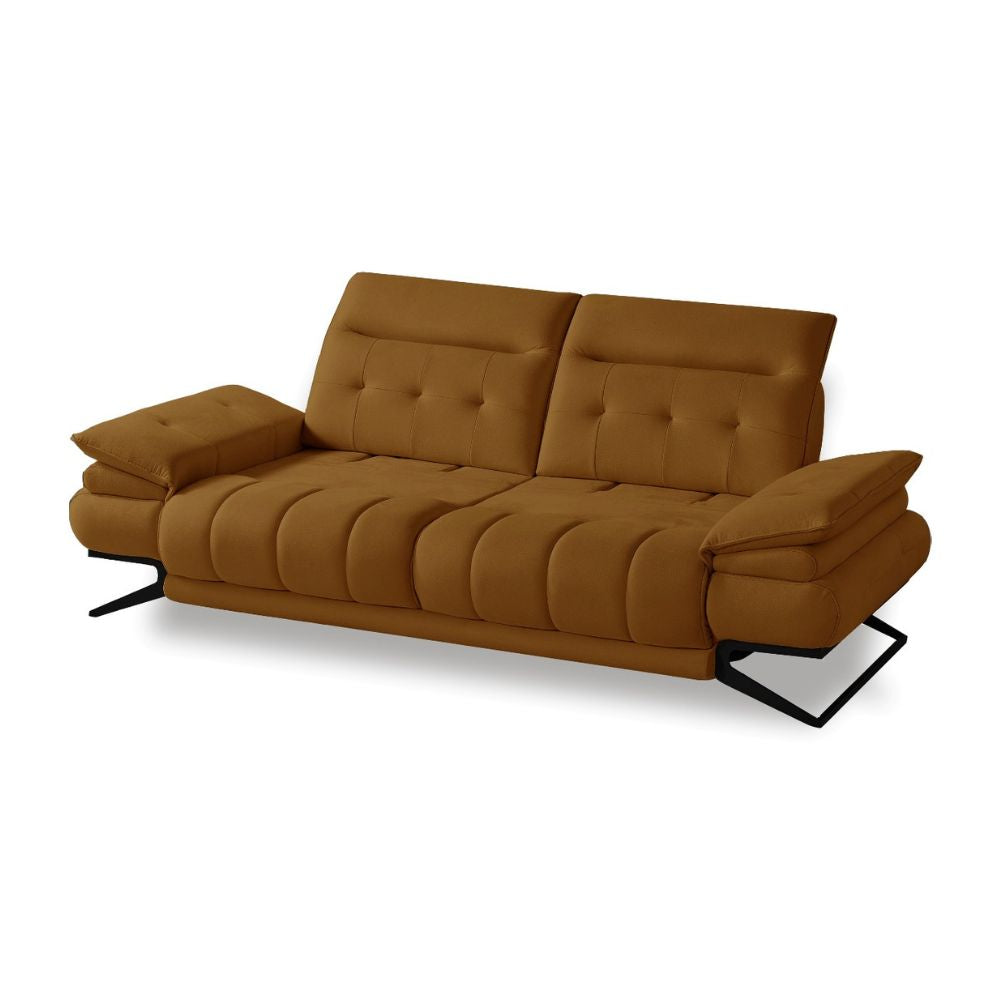 3-Sitzer-Sofa mit Kipplehnen und verstellbaren Kopfstützen, Farbe Karamell - Mary