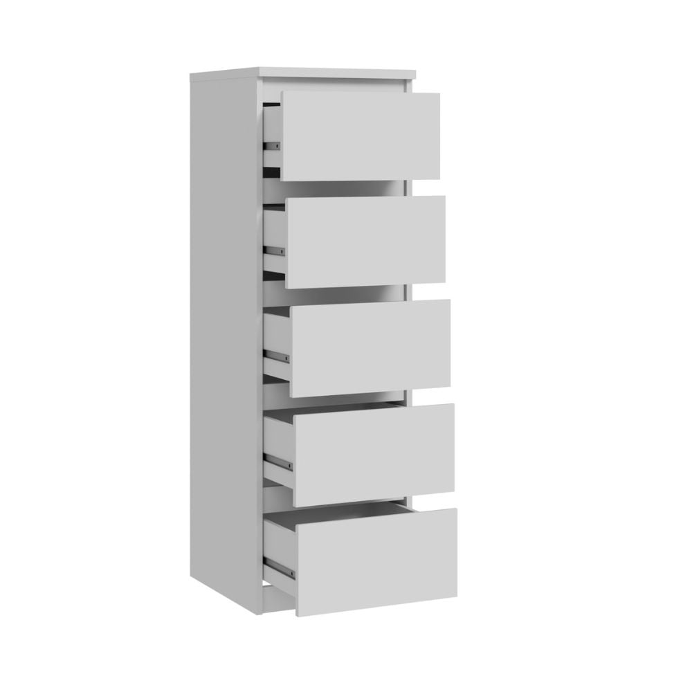 Cassettiera 5 cassetti colore bianco opaco 42x42.2x128H Morgan