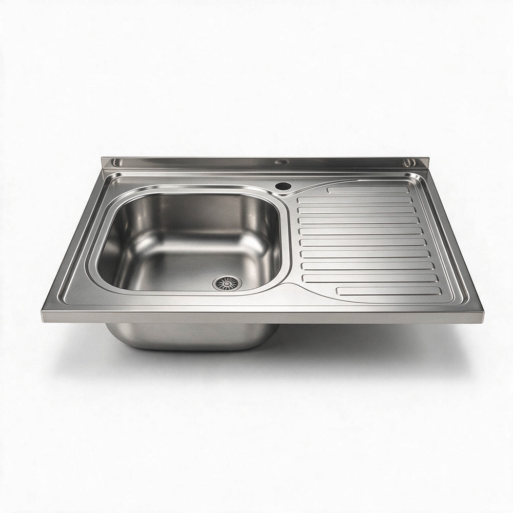 Lavello cucina da appoggio una vasca con gocciolatoio destro 80x60 cm - Samet SA30DX